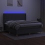 Box spring bed mattress and LED lights dark gray fabric 160x200 cm by , Beds and slatted bases - Ref: Foro24-3139046, Price: ...