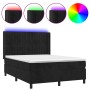 Cama box spring colchón y LED terciopelo negro 140x200 cm de , Camas y somieres - Ref: Foro24-3139687, Precio: 514,99 €, Desc...