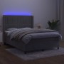 Box spring bed with mattress and LED light gray velvet 140x190 cm by , Beds and slatted bases - Ref: Foro24-3139679, Price: 5...