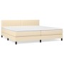 Cama box spring con colchón tela color crema 200x200 cm de , Camas y somieres - Ref: Foro24-3140246, Precio: 623,00 €, Descue...