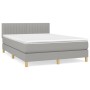 Box spring bed with light gray fabric mattress 140x190 cm by , Beds and slatted bases - Ref: Foro24-3140769, Price: 431,58 €,...