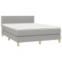 Box spring bed with light gray fabric mattress 140x190 cm by , Beds and slatted bases - Ref: Foro24-3140769, Price: 431,58 €,...