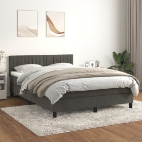 Box spring bed with dark gray velvet mattress 140x190 cm by , Beds and slatted bases - Ref: Foro24-3141420, Price: 428,51 €, ...