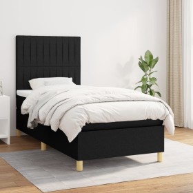 Box spring bed with black fabric mattress 100x200 cm by , Beds and slatted bases - Ref: Foro24-3142475, Price: 333,99 €, Disc...