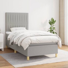 Box spring bed with light gray fabric mattress 80x200 cm by , Beds and slatted bases - Ref: Foro24-3142449, Price: 319,23 €, ...