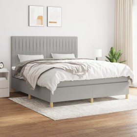 Box spring bed with light gray fabric mattress 160x200 cm by , Beds and slatted bases - Ref: Foro24-3142505, Price: 585,76 €,...