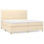 Cama box spring con colchón tela color crema 200x200 cm de , Camas y somieres - Ref: Foro24-3142526, Precio: 696,26 €, Descue...