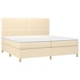 Box spring bed with cream fabric mattress 200x200 cm by , Beds and slatted bases - Ref: Foro24-3142526, Price: 678,58 €, Disc...