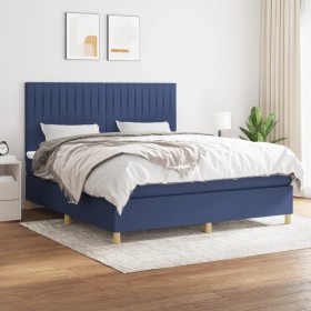 Cama box spring con colchón tela azul 160x200 cm de , Camas y somieres - Ref: Foro24-3142511, Precio: 562,99 €, Descuento: %