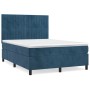 Box spring bed with dark blue velvet mattress 140x190 cm by , Beds and slatted bases - Ref: Foro24-3143143, Price: 514,01 €, ...