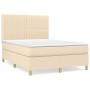 Cama box spring con colchón tela color crema 140x190 cm de , Camas y somieres - Ref: Foro24-3142494, Precio: 528,13 €, Descue...