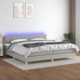 Cama box spring con colchón tela y LED gris claro 200x200 cm de , Camas y somieres - Ref: Foro24-3133901, Precio: 569,43 €, D...