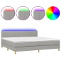 Cama box spring con colchón tela y LED gris claro 200x200 cm de , Camas y somieres - Ref: Foro24-3133901, Precio: 576,79 €, D...