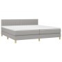 Cama box spring con colchón tela y LED gris claro 200x200 cm de , Camas y somieres - Ref: Foro24-3133901, Precio: 576,79 €, D...