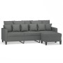 Sofá de 3 plazas con taburete de tela gris oscuro 180 cm de , Sofás - Ref: Foro24-3201090, Precio: 359,45 €, Descuento: %