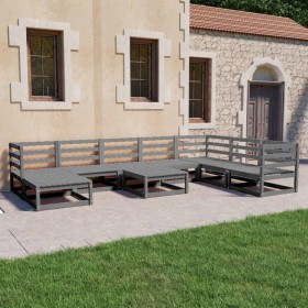 Garden furniture 9 pieces gray solid pine wood by , Garden sets - Ref: Foro24-3075721, Price: 468,99 €, Discount: %