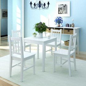 5-piece white pine wood dining set by vidaXL, Furniture sets for kitchens and dining rooms - Ref: Foro24-242957, Price: 221,2...