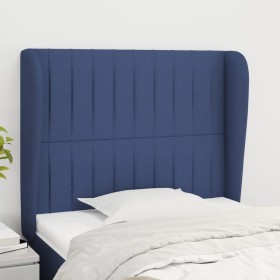 Cabecero con orejas de tela azul 83x23x118/128 cm de , Cabeceros y pies de cama - Ref: Foro24-3118174, Precio: 74,99 €, Descu...