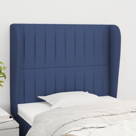 Cabecero con orejas de tela azul 83x23x118/128 cm de , Cabeceros y pies de cama - Ref: Foro24-3118174, Precio: 74,85 €, Descu...