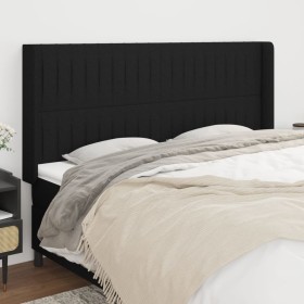 Cabecero con orejas de tela negro 203x16x118/128 cm de , Cabeceros y pies de cama - Ref: Foro24-3119842, Precio: 115,71 €, De...