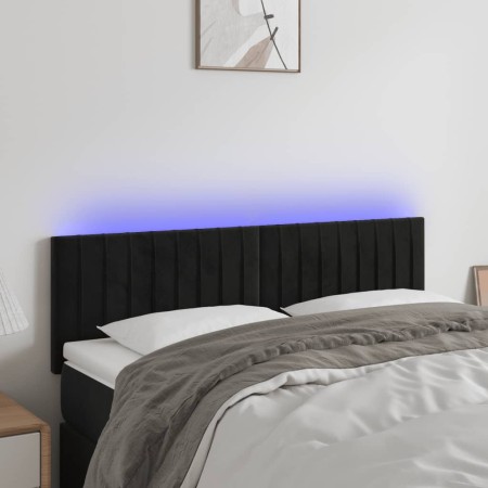 Cabecero con LED de terciopelo negro 144x5x78/88 cm de , Cabeceros y pies de cama - Ref: Foro24-3121900, Precio: 62,79 €, Des...