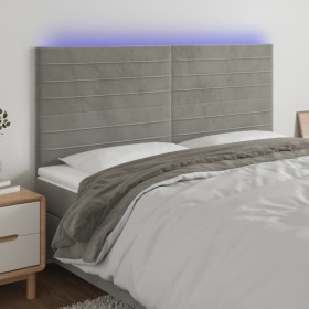 Light gray velvet headboard with LED lights 160x5x118/128 cm by , Headboards and footboards - Ref: Foro24-3122618, Price: 122...