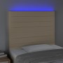 Cabecero con luces LED tela crema 80x5x118/128 cm de , Cabeceros y pies de cama - Ref: Foro24-3122543, Precio: 65,07 €, Descu...