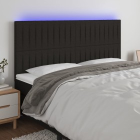 Headboard with LED lights black fabric 160x5x118/128 cm by , Headboards and footboards - Ref: Foro24-3122670, Price: 122,99 €...