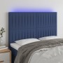 Headboard with LED lights blue fabric 144x5x118/128 cm by , Headboards and footboards - Ref: Foro24-3122666, Price: 120,87 €,...