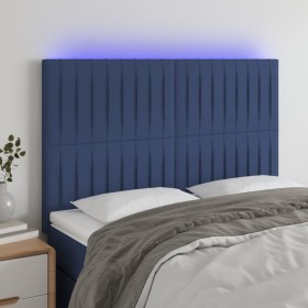 Headboard with LED lights blue fabric 144x5x118/128 cm by , Headboards and footboards - Ref: Foro24-3122666, Price: 120,96 €,...