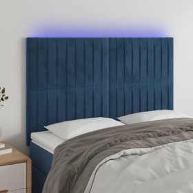 Headboard with LED lights dark blue velvet 144x5x118/128 cm by , Headboards and footboards - Ref: Foro24-3122714, Price: 117,...