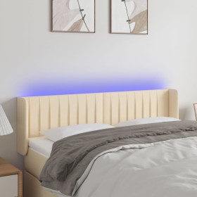 Cream fabric headboard with LED 147x16x78/88 cm by , Headboards and footboards - Ref: Foro24-3123477, Price: 71,99 €, Discoun...