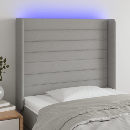 Light gray fabric headboard with LED 83x16x118/128 cm by , Headboards and footboards - Ref: Foro24-3124162, Price: 78,05 €, D...