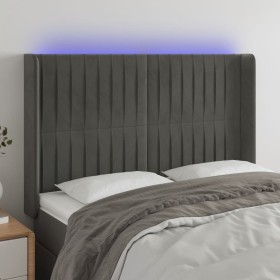 Dark gray velvet headboard with LED 147x16x118/128 cm by , Headboards and footboards - Ref: Foro24-3124335, Price: 126,99 €, ...