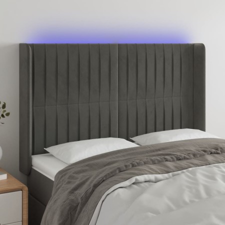 Cabecero con LED de terciopelo gris oscuro 147x16x118/128 cm de , Cabeceros y pies de cama - Ref: Foro24-3124335, Precio: 126...