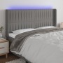 Dunkelgraues Stoffkopfteil mit LED 203x16x118/128 cm von , Kopf- und Fußteile - Ref: Foro24-3124309, Preis: 146,99 €, Rabatt: %