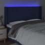 Cabecero con LED de tela azul 203x16x118/128 cm de , Cabeceros y pies de cama - Ref: Foro24-3124314, Precio: 143,48 €, Descue...