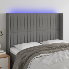 Dark gray fabric headboard with LED 147x16x118/128 cm by , Headboards and footboards - Ref: Foro24-3124285, Price: 125,99 €, ...