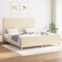 Bed frame with cream fabric headboard 160x200 cm by , Beds and slatted bases - Ref: Foro24-3125151, Price: 236,03 €, Discount: %