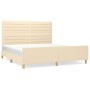 Bed frame with cream fabric headboard 160x200 cm by , Beds and slatted bases - Ref: Foro24-3125151, Price: 236,03 €, Discount: %