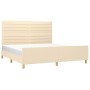 Bed frame with cream fabric headboard 160x200 cm by , Beds and slatted bases - Ref: Foro24-3125151, Price: 236,03 €, Discount: %