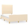 Bed frame with cream fabric headboard 120x200 cm by , Beds and slatted bases - Ref: Foro24-3125208, Price: 178,32 €, Discount: %