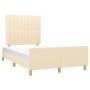 Bed frame with cream fabric headboard 120x200 cm by , Beds and slatted bases - Ref: Foro24-3125208, Price: 178,32 €, Discount: %