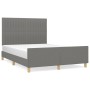 Bed frame with headboard in dark gray fabric 140x200 cm by , Beds and slatted bases - Ref: Foro24-3125220, Price: 232,97 €, D...