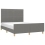 Bed frame with headboard in dark gray fabric 140x200 cm by , Beds and slatted bases - Ref: Foro24-3125220, Price: 232,97 €, D...