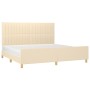 Estructura de cama con cabecero de tela color crema 200x200 cm de , Camas y somieres - Ref: Foro24-3125248, Precio: 242,34 €,...