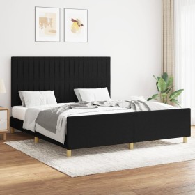 Bed frame with black fabric headboard 160x200 cm by , Beds and slatted bases - Ref: Foro24-3125229, Price: 227,99 €, Discount: %