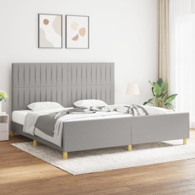 Light gray fabric bed frame with headboard 200x200 cm by , Beds and slatted bases - Ref: Foro24-3125243, Price: 242,25 €, Dis...