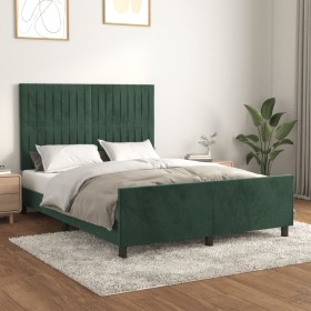 Dark green velvet bed frame with headboard 140x200 cm by , Beds and slatted bases - Ref: Foro24-3125882, Price: 245,05 €, Dis...