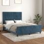 Estructura cama con cabecero terciopelo azul oscuro 140x190 cm de , Camas y somieres - Ref: Foro24-3125877, Precio: 238,32 €,...